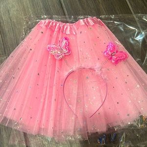 Pink tutu toddler size 3yrs -8-yrs and butterfly headband brand new